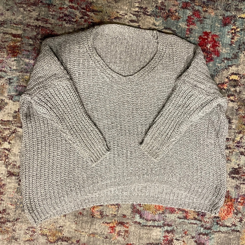 Gray oversized off the shoulder sweater SHEIN